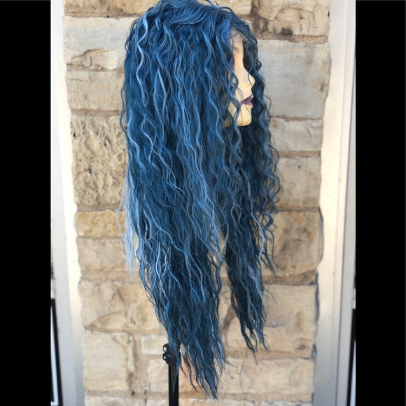 Blue Long Curly Soft Swisslace Lacefront wig - Picture 13 of 16